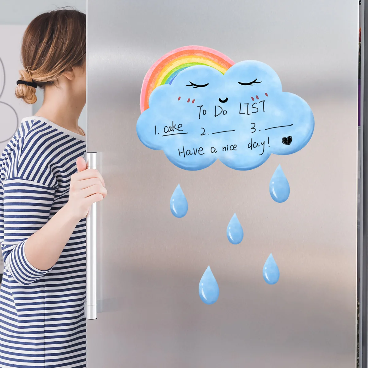Радужные облака, капли дождя, доски, украшение дома для дошкольного образования, самоклеящиеся наклейки на стену . ' - ' . 0