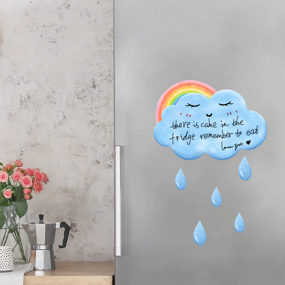 Радужные облака, капли дождя, доски, украшение дома для дошкольного образования, самоклеящиеся наклейки на стену . ' - ' . 4