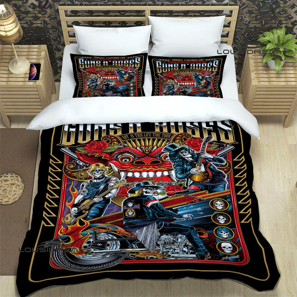 Ретро-комплекты постельного белья Guns n'roses band, изысканный комплект постельных принадлежностей, пододеяльник, стеганое одеяло, роскошный подарок на день рождения . ' - ' . 2