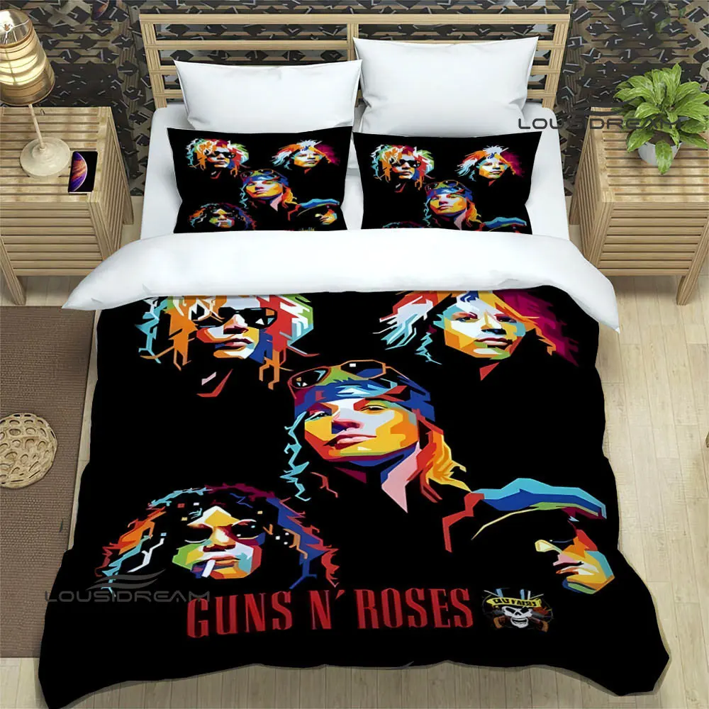 Ретро-комплекты постельного белья Guns n'roses band, изысканный комплект постельных принадлежностей, пододеяльник, стеганое одеяло, роскошный подарок на день рождения . ' - ' . 5
