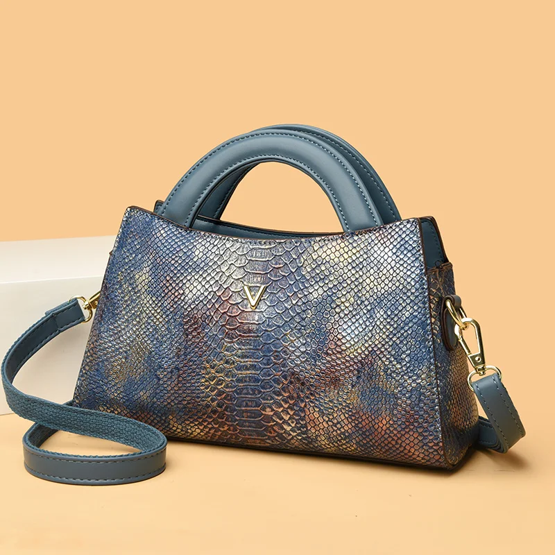 Роскошная Женская сумка 2023 Дизайнерская сумка через плечо с крокодиловым узором из искусственной кожи, брендовая Женская повседневная сумка через плечо, Яркая Цветная сумка . ' - ' . 2