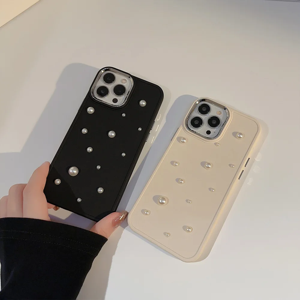 Роскошный 3D Жемчужный Чехол Для Телефона iPhone 14 13 12 11 Pro Max X XS XR 7 8 Plus SE 2022 С Покрытием, Защита Объектива, Мягкая Противоударная Крышка . ' - ' . 1