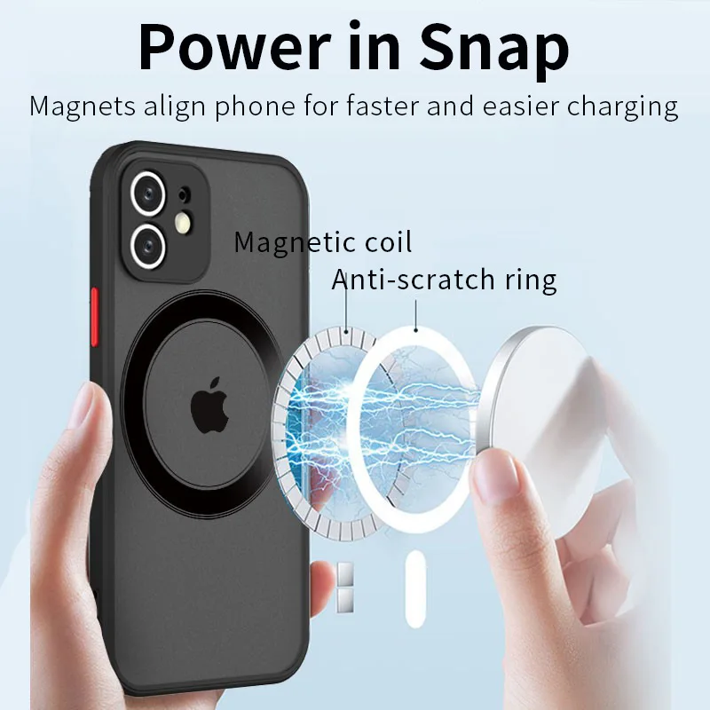 Роскошный Магнитный Чехол Для Беспроводной Зарядки iPhone 14 13 12 11 Pro Max Plus Mini XS Max XR X Противоударная Броня Матовая Крышка Телефона . ' - ' . 1