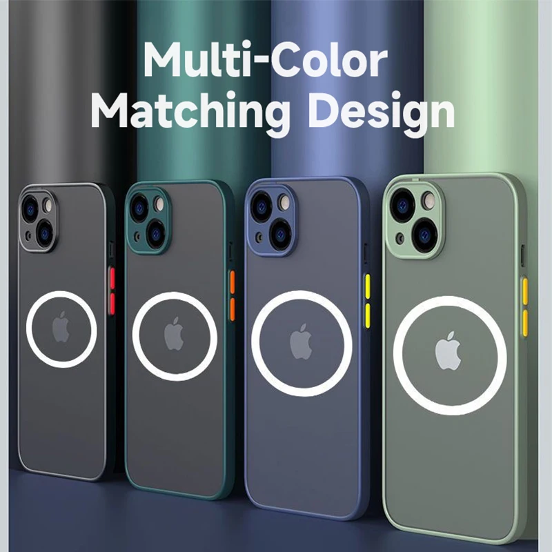 Роскошный Магнитный Чехол Для Беспроводной Зарядки iPhone 14 13 12 11 Pro Max Plus Mini XS Max XR X Противоударная Броня Матовая Крышка Телефона . ' - ' . 5