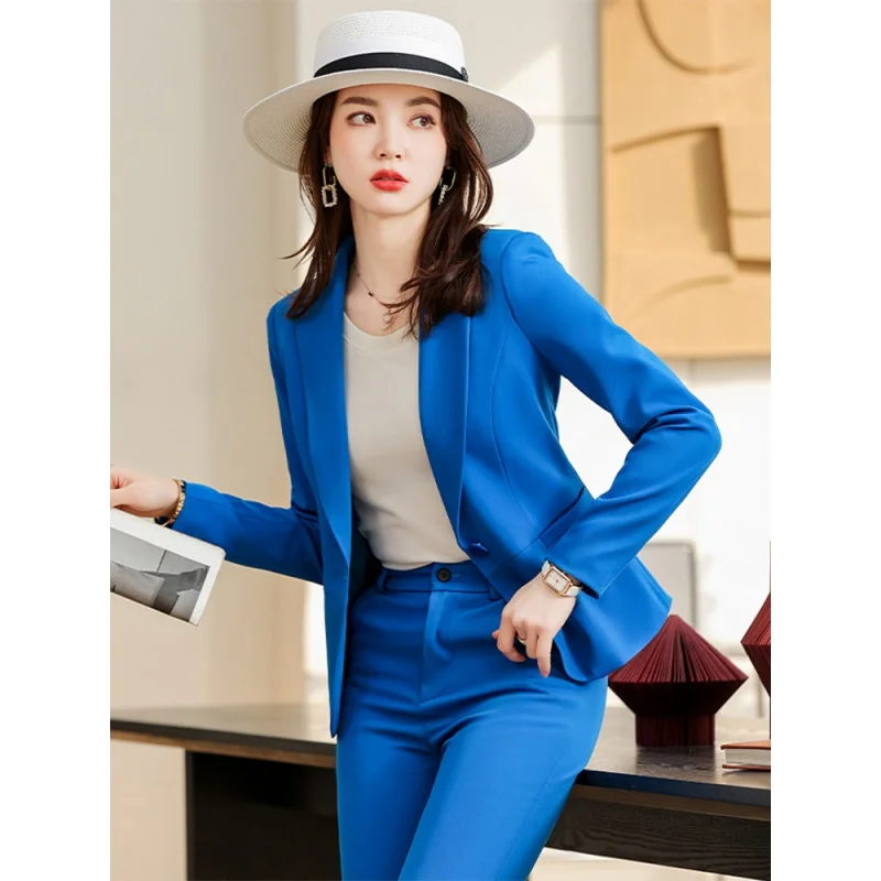 Синий пиджак, женский весенне-осенний темперамент, деловой костюм для хозяина, официальная одежда, маленький костюм для отдыха . ' - ' . 0