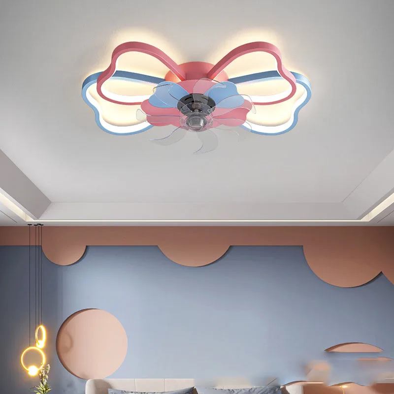 Современная светодиодная потолочная вентиляторная лампа для детей, Электрический вентилятор с подсветкой для дома, спальни, кабинета, Декоративный вентилятор с дистанционным управлением . ' - ' . 4