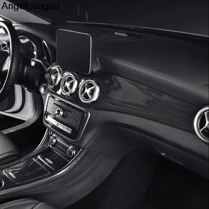 Стиль углеродного волокна для Mercedes Benz A CLA C117 GLA X156 Class Центральное управление кондиционером выходная панель крышка наклейка LHD . ' - ' . 2