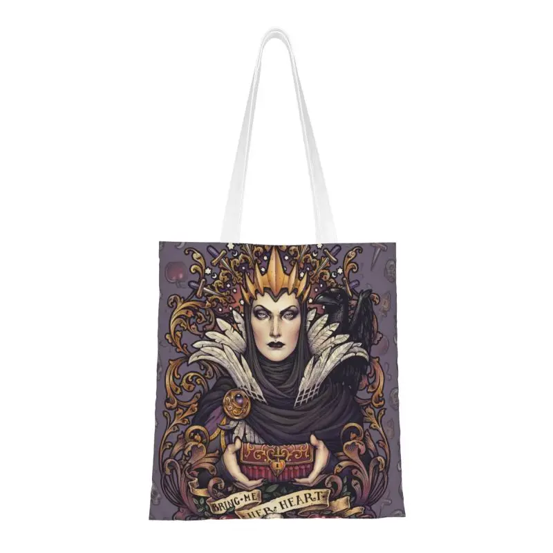 Сумка для покупок Bring Me Her Heart, женская холщовая сумка через плечо, портативные сумки для покупок Злой Королевы, ведьмы на Хэллоуин, Сумки для покупок продуктов . ' - ' . 0