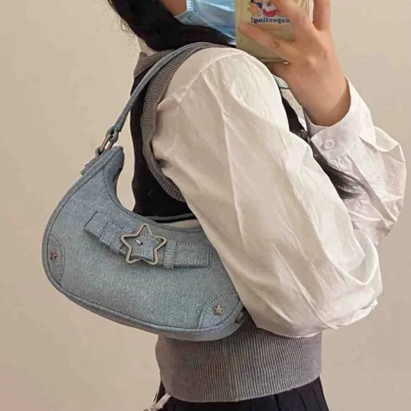 Сумки Y2K для женщин, модные сумки в стиле ретро со звездами, 2023, новая женская повседневная сумка на одно плечо, подмышечная сумка M294 . ' - ' . 2