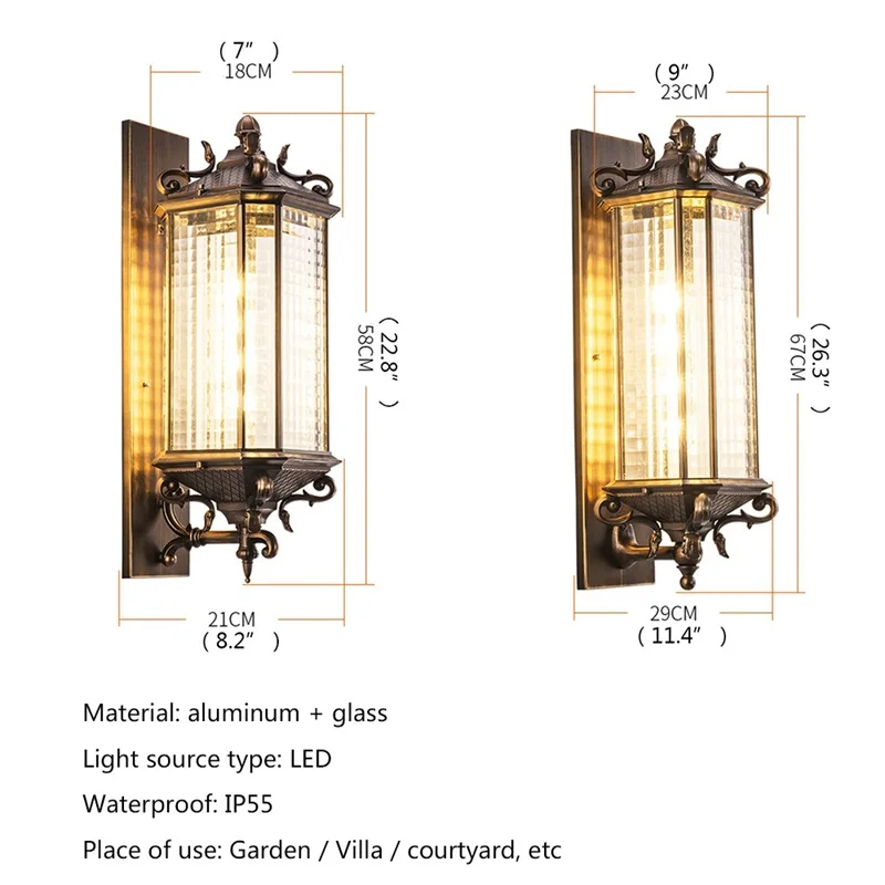 Уличный настенный светильник ANITA LED Классические Ретро Роскошные бра Водонепроницаемый IP65 Декоративный для дома . ' - ' . 5