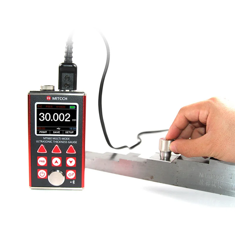 Ультразвуковой толщиномер MT660 Многорежимный 0,65-600 мм (P-E) 3-100 мм (E-E) с памятью Дополнительный термопринтер Bluetooth . ' - ' . 0