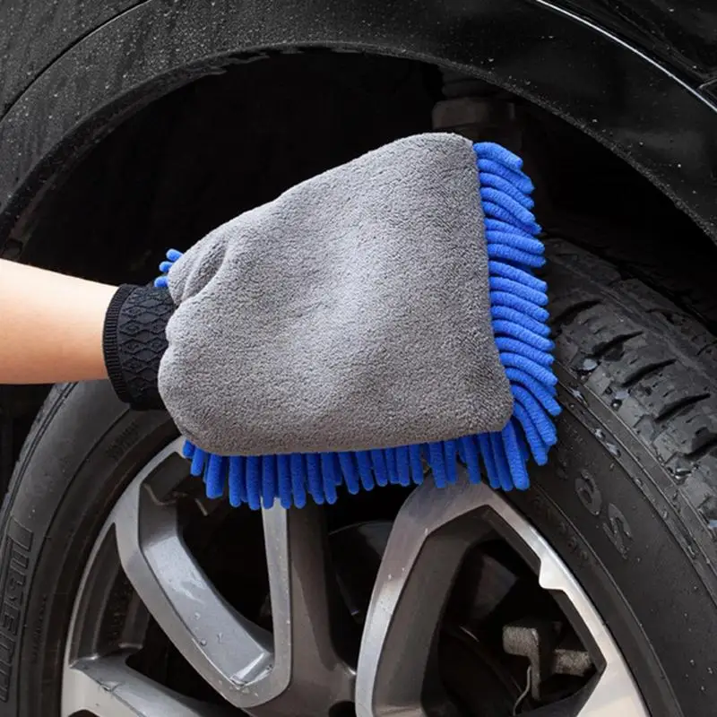 Универсальная рукавица для автомойки Автомобильные Перчатки для чистки из микрофибры Портативный Автомобильный Аксессуар 3 В 1 для двусторонней мойки . ' - ' . 4