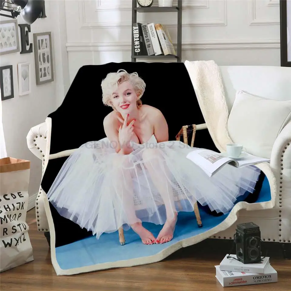Флисовое одеяло с 3D принтом Мэрилин Монро для кроватей, для пеших прогулок, пикника, Толстое одеяло, Модное покрывало, Шерп-одеяла . ' - ' . 1