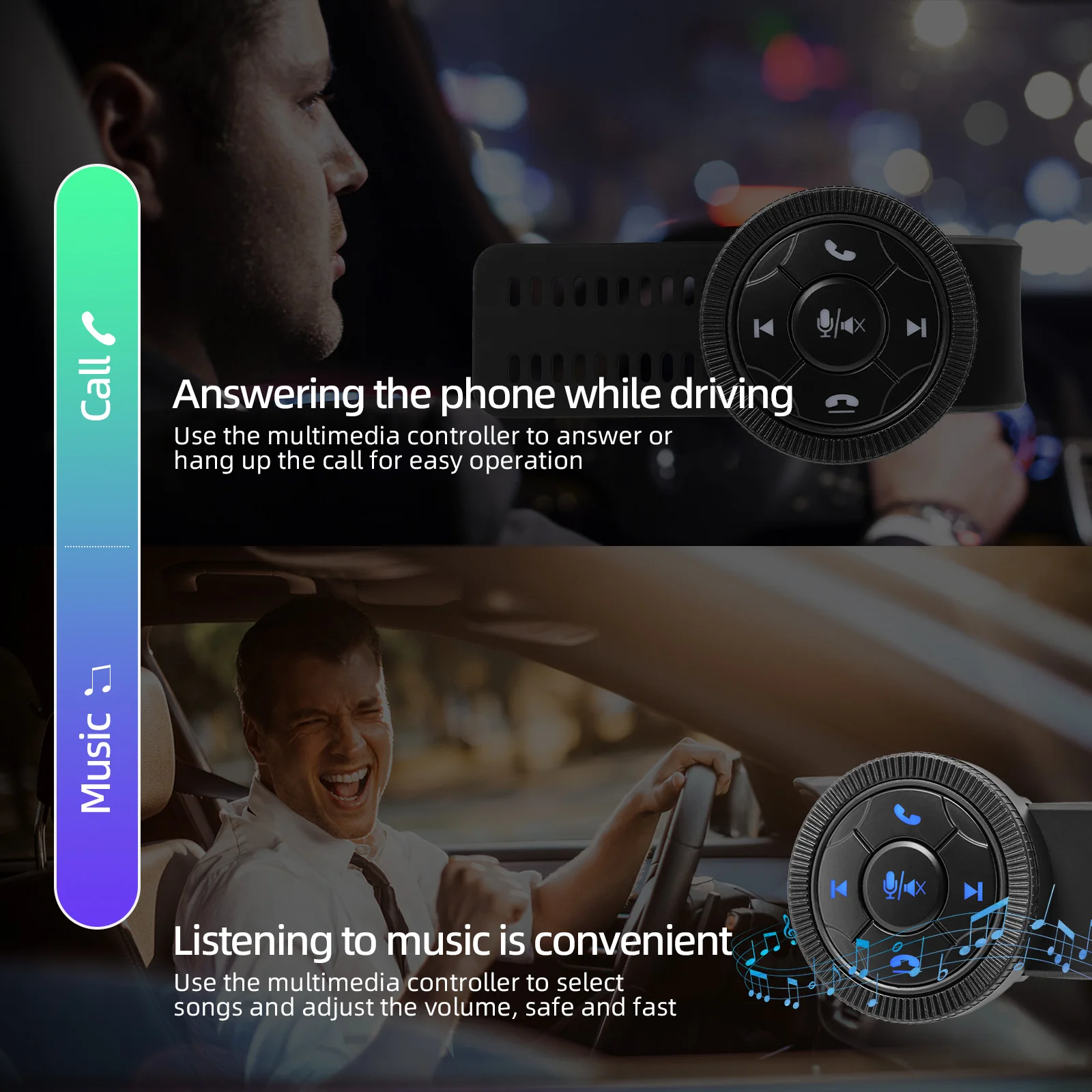 Черная умная беспроводная кнопка управления рулевым колесом автомобиля Для автомобильного радиоприемника музыкального плеера Android DVD GPS навигационного пульта дистанционного управления . ' - ' . 2