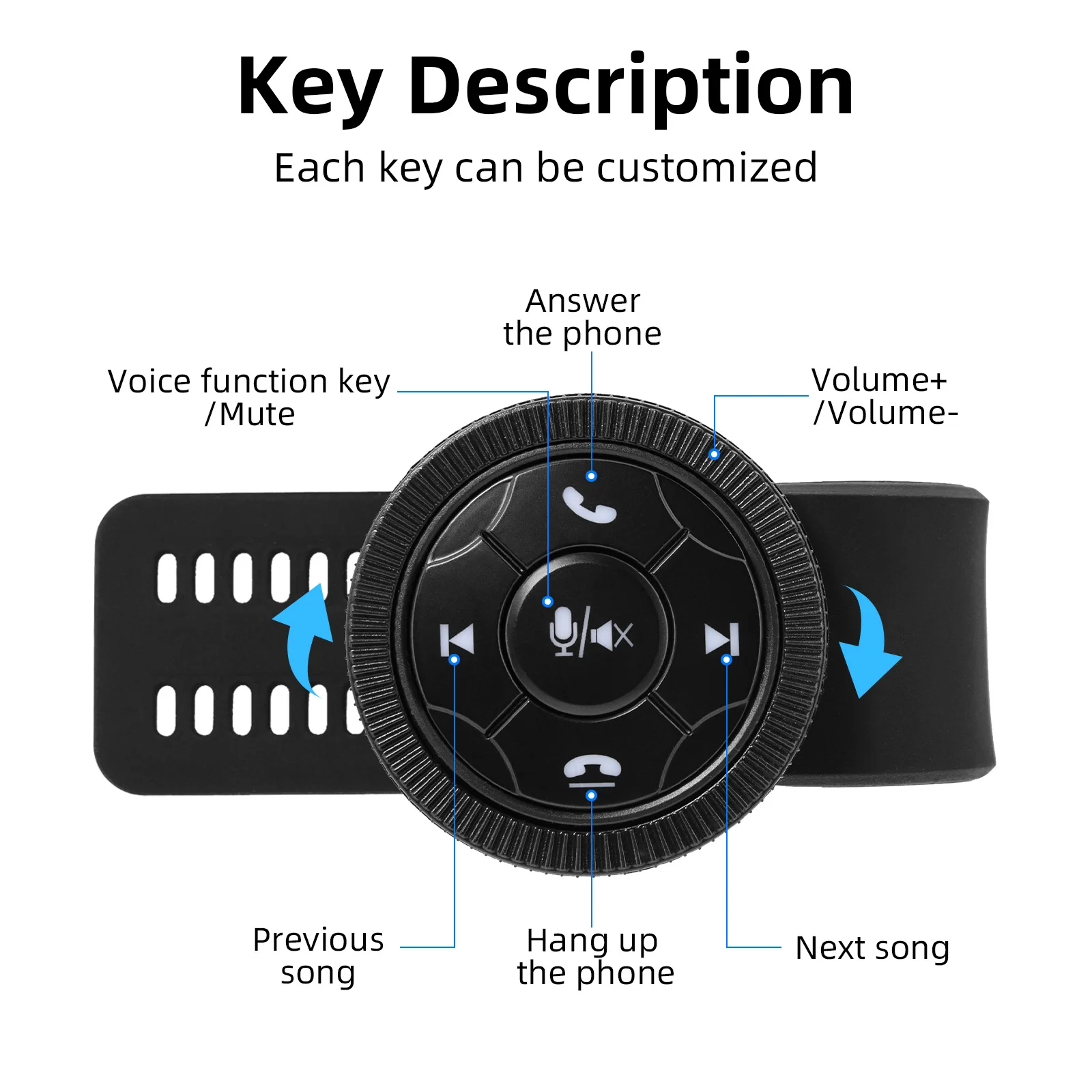 Черная умная беспроводная кнопка управления рулевым колесом автомобиля Для автомобильного радиоприемника музыкального плеера Android DVD GPS навигационного пульта дистанционного управления . ' - ' . 5