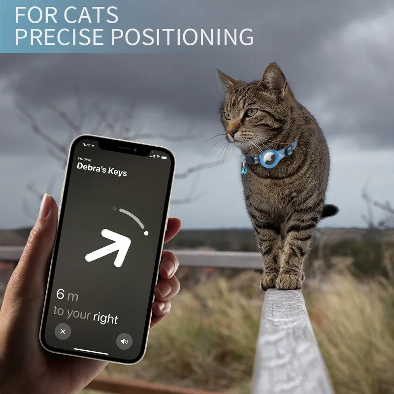 Чехол для Apple Airtag, ошейник для кошки с колокольчиком, светоотражающий нейлоновый ошейник для собаки, GPS-навигатор, защита от потери местоположения, товары для домашних животных . ' - ' . 1