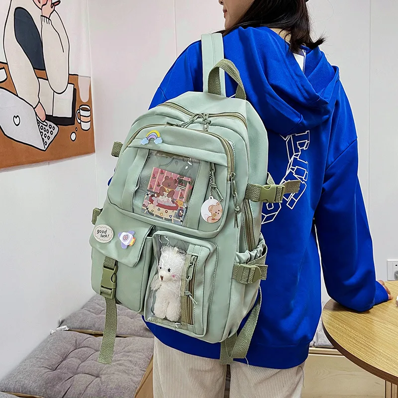 Школьные сумки, дорожные сумки, рюкзак для старшеклассниц и мальчиков с несколькими карманами, Новый рюкзак Kawaii, Модный Водонепроницаемый женский рюкзак . ' - ' . 1