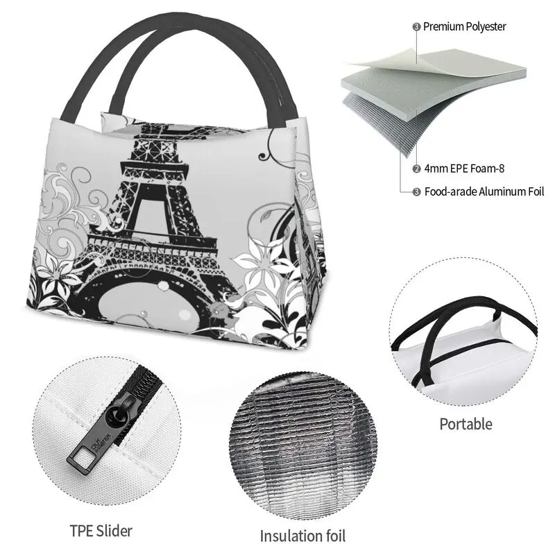 Эйфелева башня, Париж, изолированная сумка для ланча для кемпинга, путешествия, Романтический Французский водонепроницаемый холодильник, термобокс для Бенто, женская . ' - ' . 4