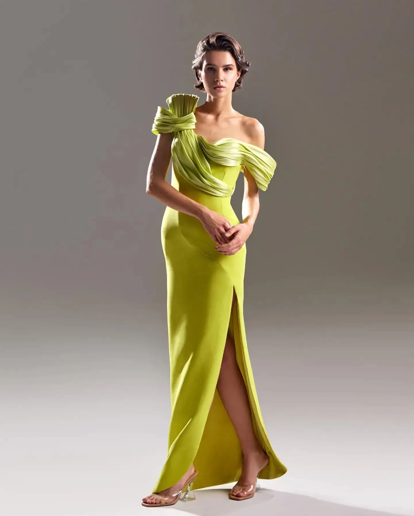 Элегантные травянисто-зеленые вечерние платья-футляр с открытыми плечами/русалка, вечерние платья с разрезом сбоку, вечерние платья для взрослых на выпускной . ' - ' . 1