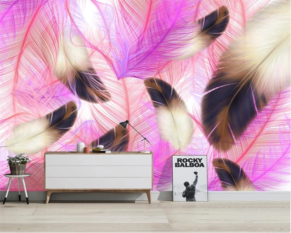 бейбехан, выполненный на заказ в стиле современного искусства, минималистичный цветной фон из перьев для гостиной, обои papel de parede . ' - ' . 0