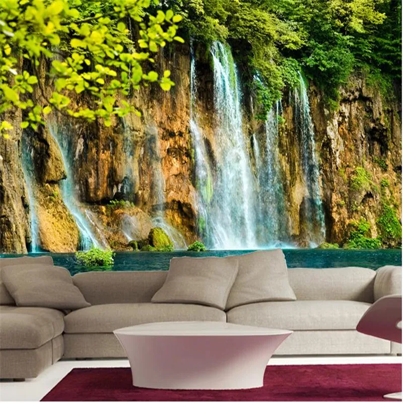 обои beibehang Custom photo wall murals - 3d роскошное качество HD девственный лесной пейзаж водопад украшение скалы . ' - ' . 4