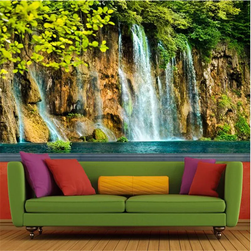 обои beibehang Custom photo wall murals - 3d роскошное качество HD девственный лесной пейзаж водопад украшение скалы . ' - ' . 5
