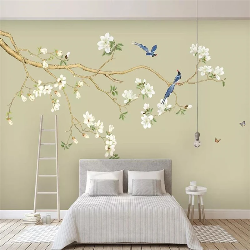обои wellyu на заказ, 3D фрески, нефритовая орхидея, фоновая стена, ручная роспись цветов и птиц, новые китайские 3D обои . ' - ' . 1