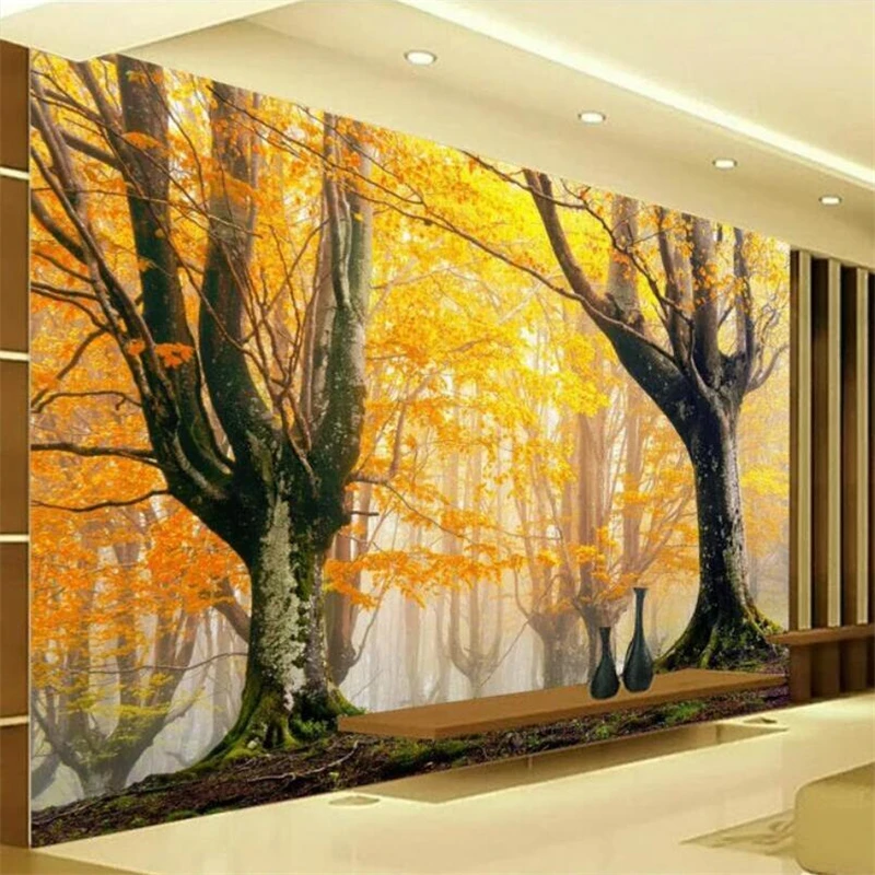 обои на заказ beibehang, большие высококачественные современные модные осенние опавшие листья, красивое украшение стен на фоне 3D телевизора . ' - ' . 0