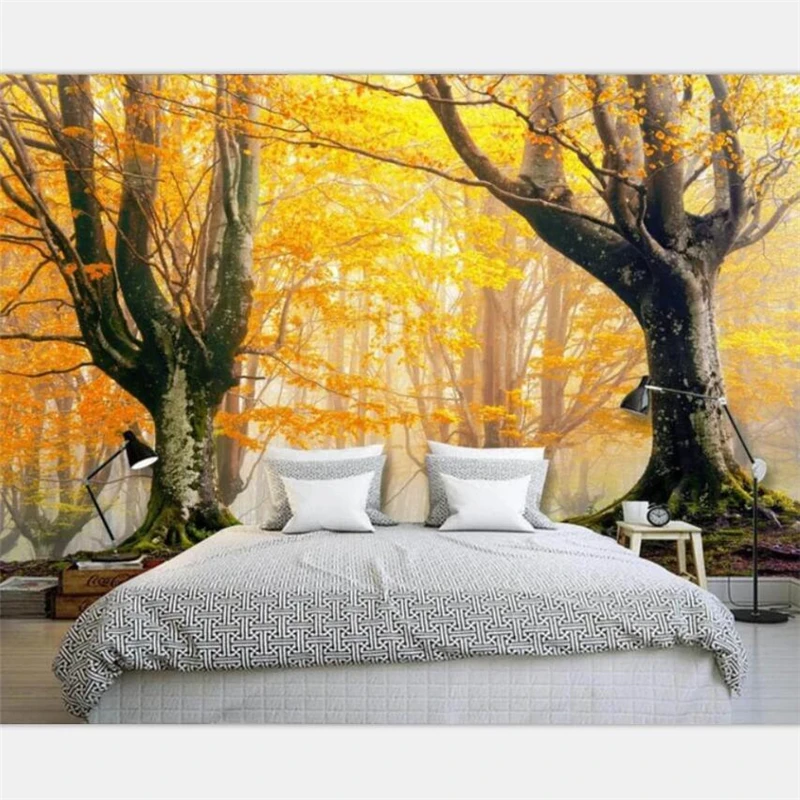 обои на заказ beibehang, большие высококачественные современные модные осенние опавшие листья, красивое украшение стен на фоне 3D телевизора . ' - ' . 2