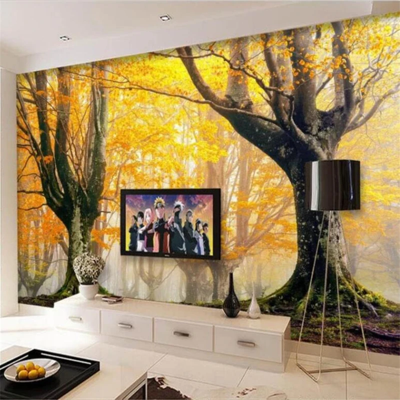 обои на заказ beibehang, большие высококачественные современные модные осенние опавшие листья, красивое украшение стен на фоне 3D телевизора . ' - ' . 3