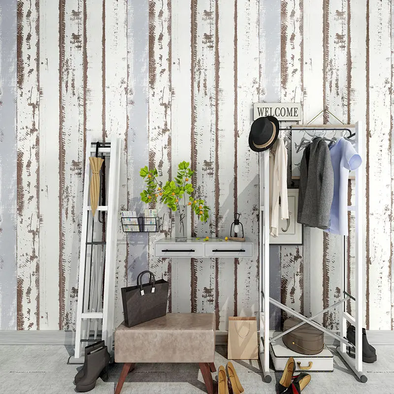особенность эффекта рулона винтажных обоев с деревянными панелями в полоску Обои для спальни на стену 3d обои для домашнего декора напольное покрытие . ' - ' . 1