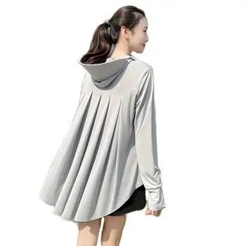 Солнцезащитная одежда для женщин 2023 года, новая летняя дышащая солнцезащитная одежда из ледяного шелка, верх из тонкого пальто для электромобилей на открытом воздухе