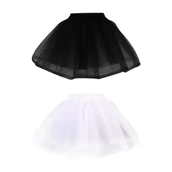 Двухслойные однотонные короткие нижние юбки из тюля с эластичным поясом, сетчатые нижние юбки А-силуэта, кринолины для челнока