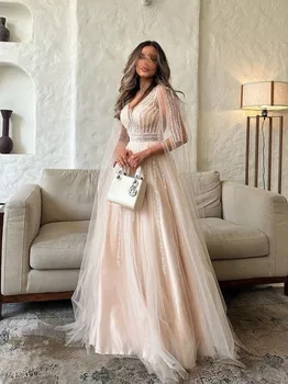 Потрясающее женское платье для выпускного вечера с блестящим шампанским и серпантином, коктейльное платье трапециевидной формы без рукавов длиной до пола, Vestidos De Graduación