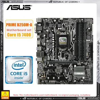 Комплект материнской платы LGA 1151 Asus PRIME B250M-A + I5 7400 процессор Intel B250 4 × DDR4 64 ГБ PCI-E 3.0 2 × M.2 USB3.1Micro ATX