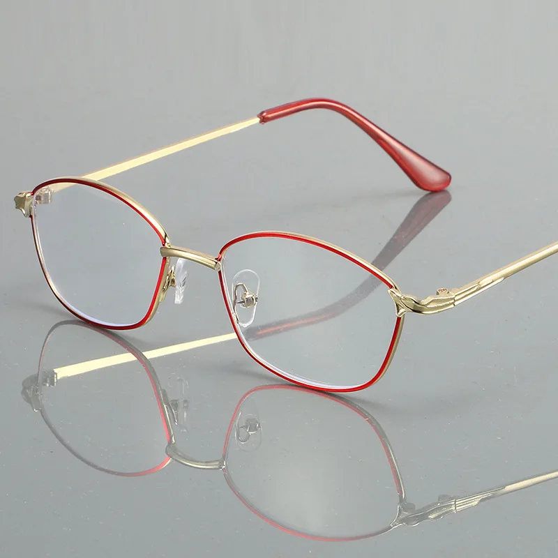 Модные женские очки для чтения в металлической оправе с защитой от синего света, высококачественные женские очки для дальнозоркости . ' - ' . 0